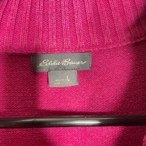 Eddie Bauer Mock Neck Colorblock Sweater Pink Gray Women's Size Large - Picture 4 of 6
